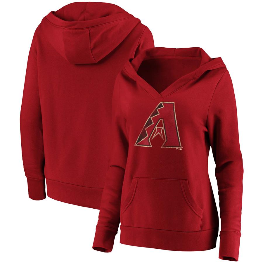 Arizona Diamondbacks Fanatics Branded Women's Core Team Crossover V-Neck Pullover Hoodie - Red