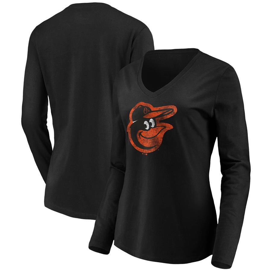 Baltimore Orioles Fanatics Branded Women's Core Team Long Sleeve V-Neck T-Shirt - Black