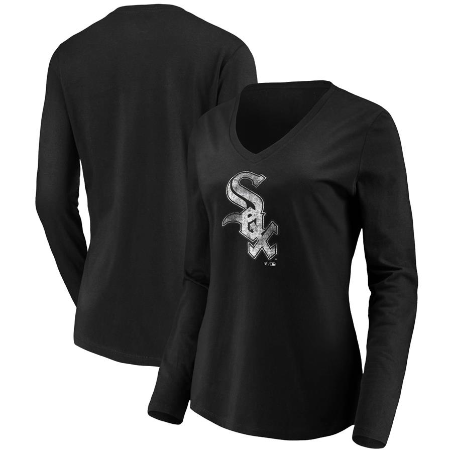 Женский лонгслив с V-вырезом Chicago White Sox Fanatics Branded Core Team (чёрный)