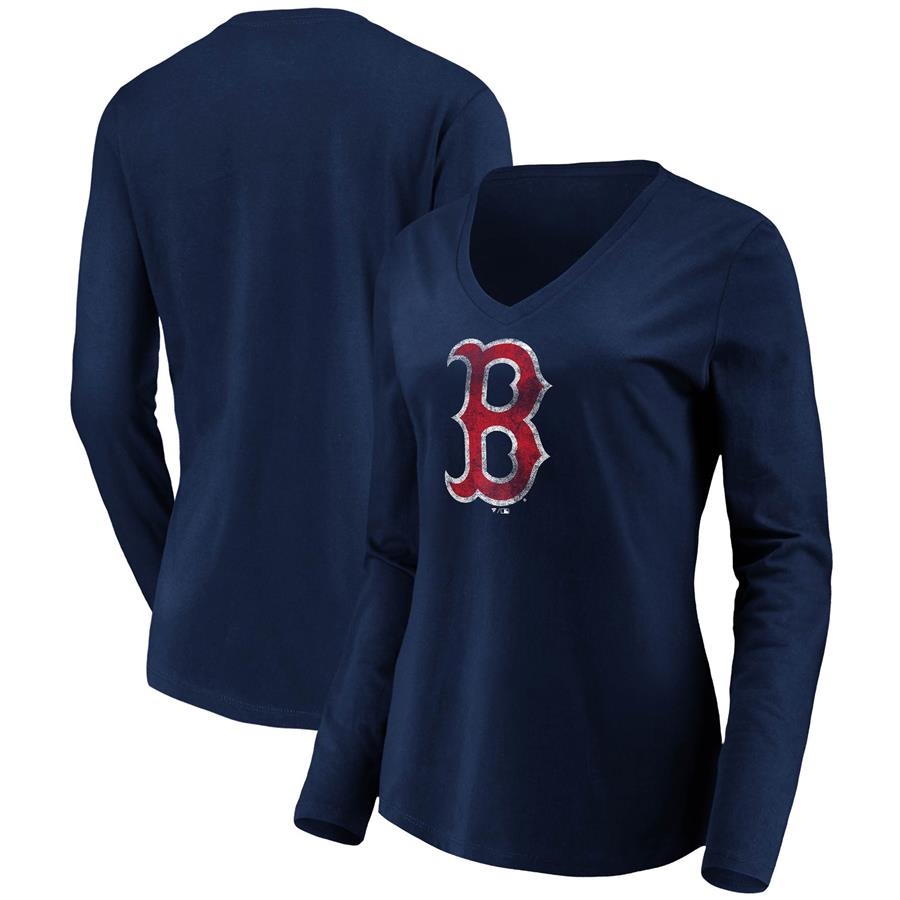 Boston Red Sox Fanatics Branded Women's Core Team Long Sleeve V-Neck T-Shirt - Navy