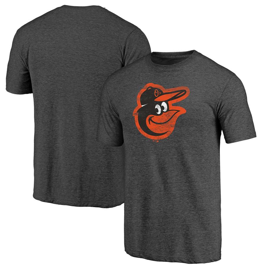 Baltimore Orioles Fanatics Branded Weathered Official Team Logo Tri-Blend T-Shirt - Charcoal