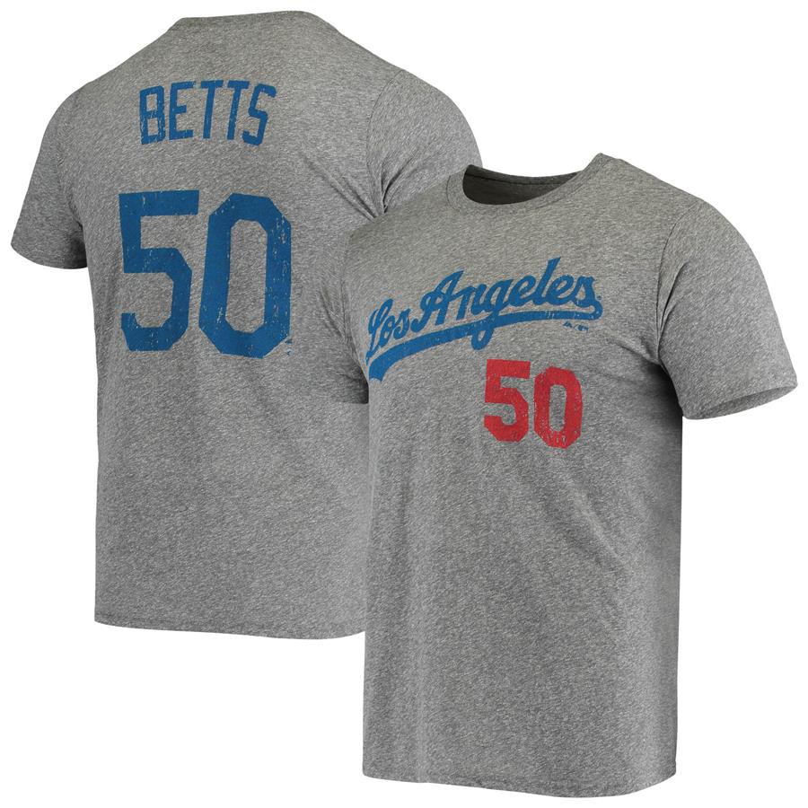 Mookie Betts Los Angeles Dodgers Majestic Threads Name & Number Tri-Blend T-Shirt - Gray