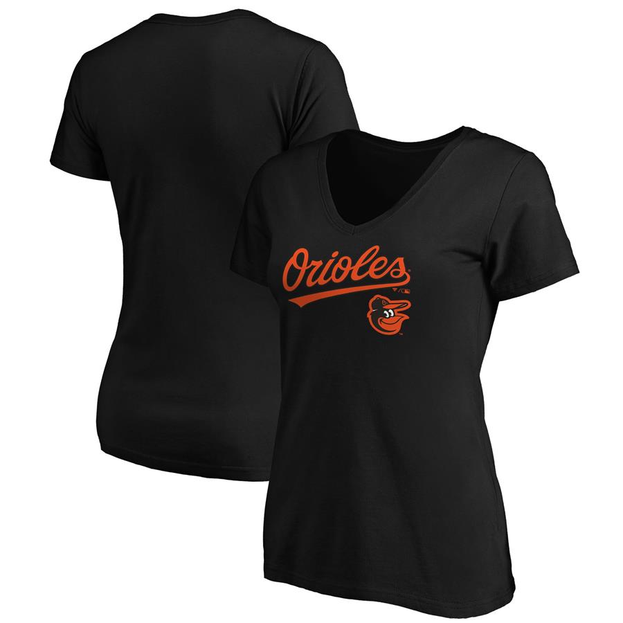 Baltimore Orioles Fanatics Branded Women's Team Logo Lockup V-Neck T-Shirt - Black