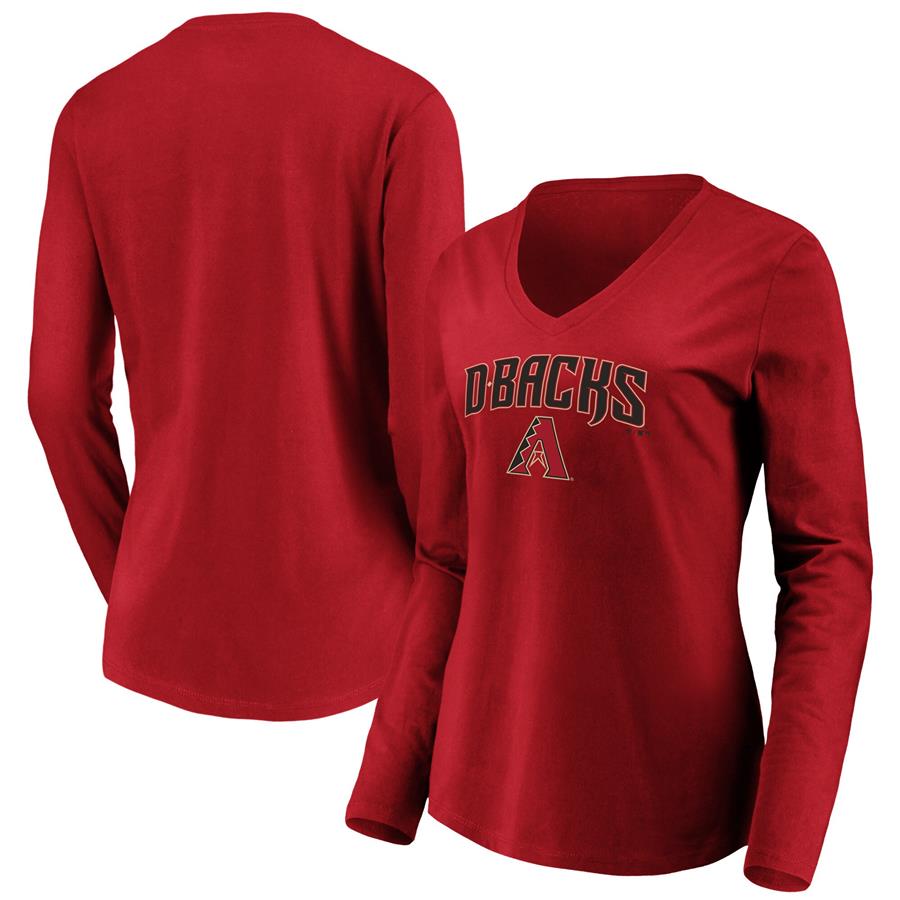 Arizona Diamondbacks Fanatics Branded Women's Core Team Lockup Long Sleeve V-Neck T-Shirt - Red