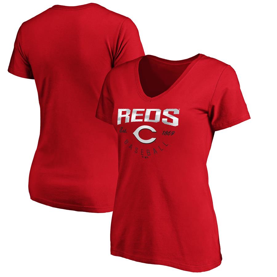 Cincinnati Reds Fanatics Branded Women's Live For It V-Neck T-Shirt - Red