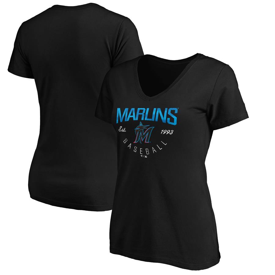 Miami Marlins Fanatics Branded Women's Live For It V-Neck T-Shirt - Black