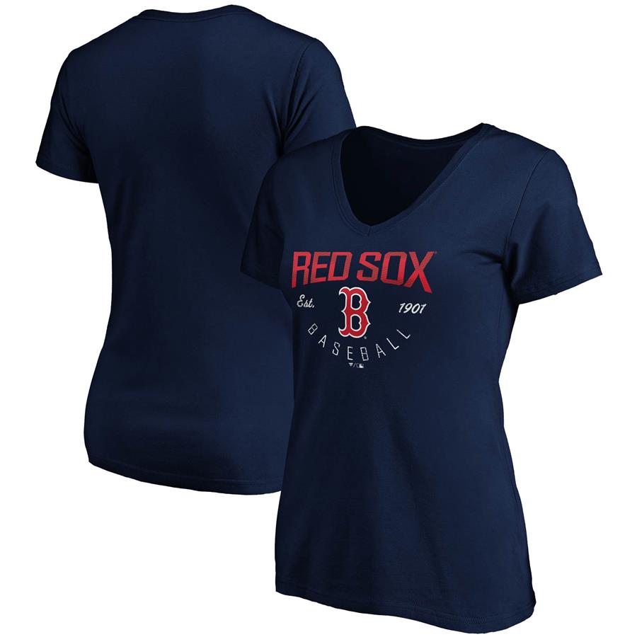 Boston Red Sox Fanatics Branded Women's Live For It V-Neck T-Shirt - Navy