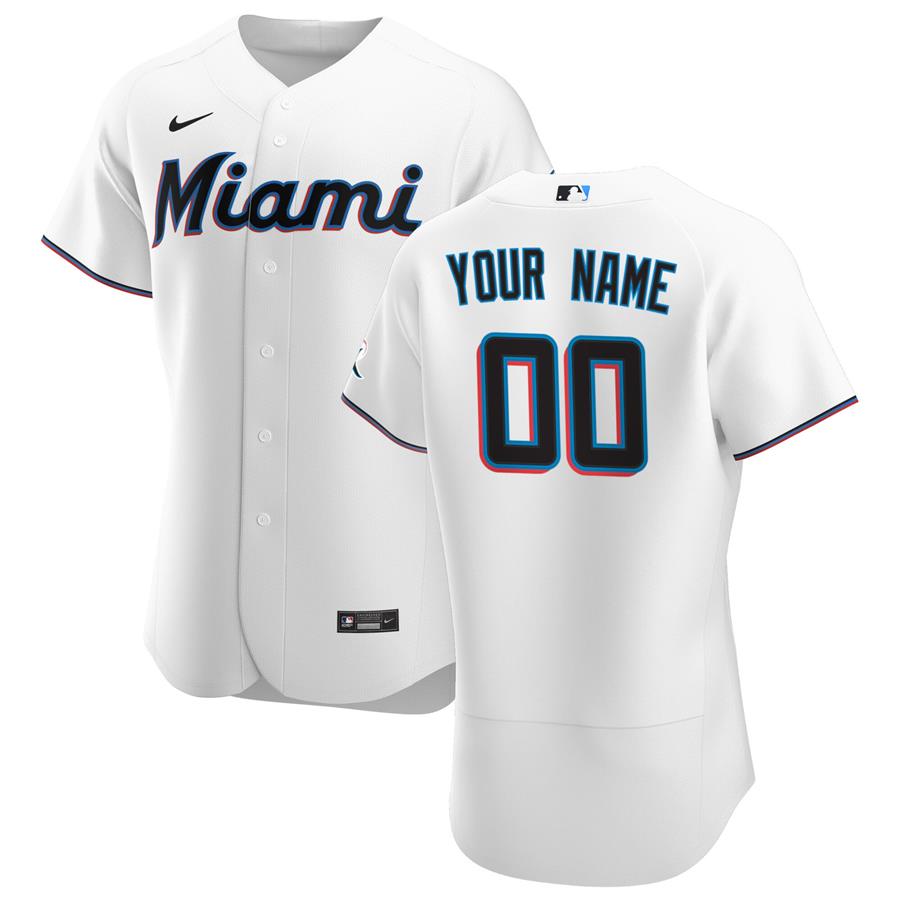 Miami Marlins Nike Home Authentic Custom Jersey - White