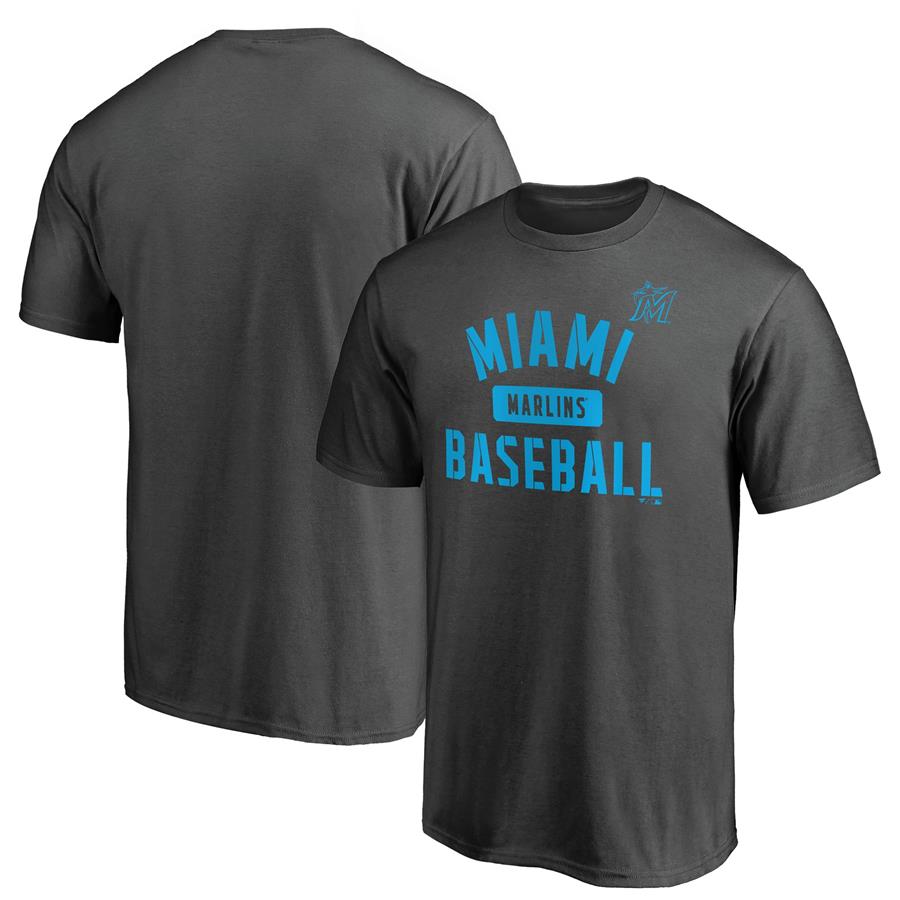 Miami Marlins Fanatics Branded Iconic Primary Pill T-Shirt - Charcoal