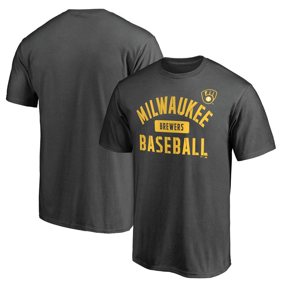 Milwaukee Brewers Fanatics Branded Iconic Primary Pill T-Shirt - Charcoal