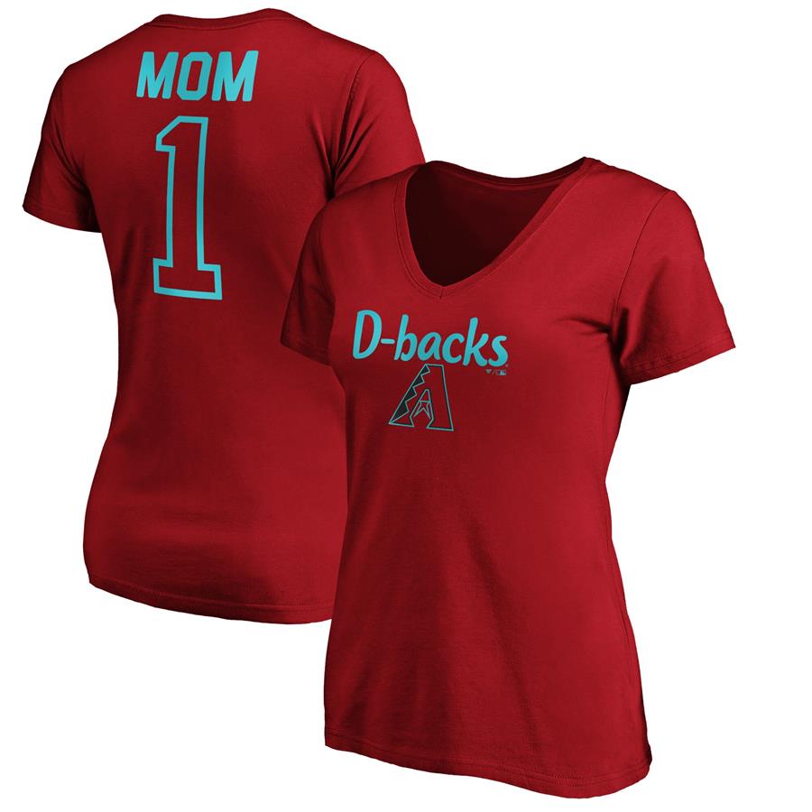 Arizona Diamondbacks Fanatics Branded Women's #1 Mom Logo V-Neck T-Shirt - Cardinal