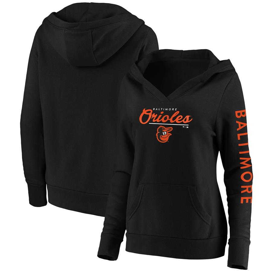 Baltimore Orioles Fanatics Branded Women's Core High Class Crossover Pullover Hoodie - Black