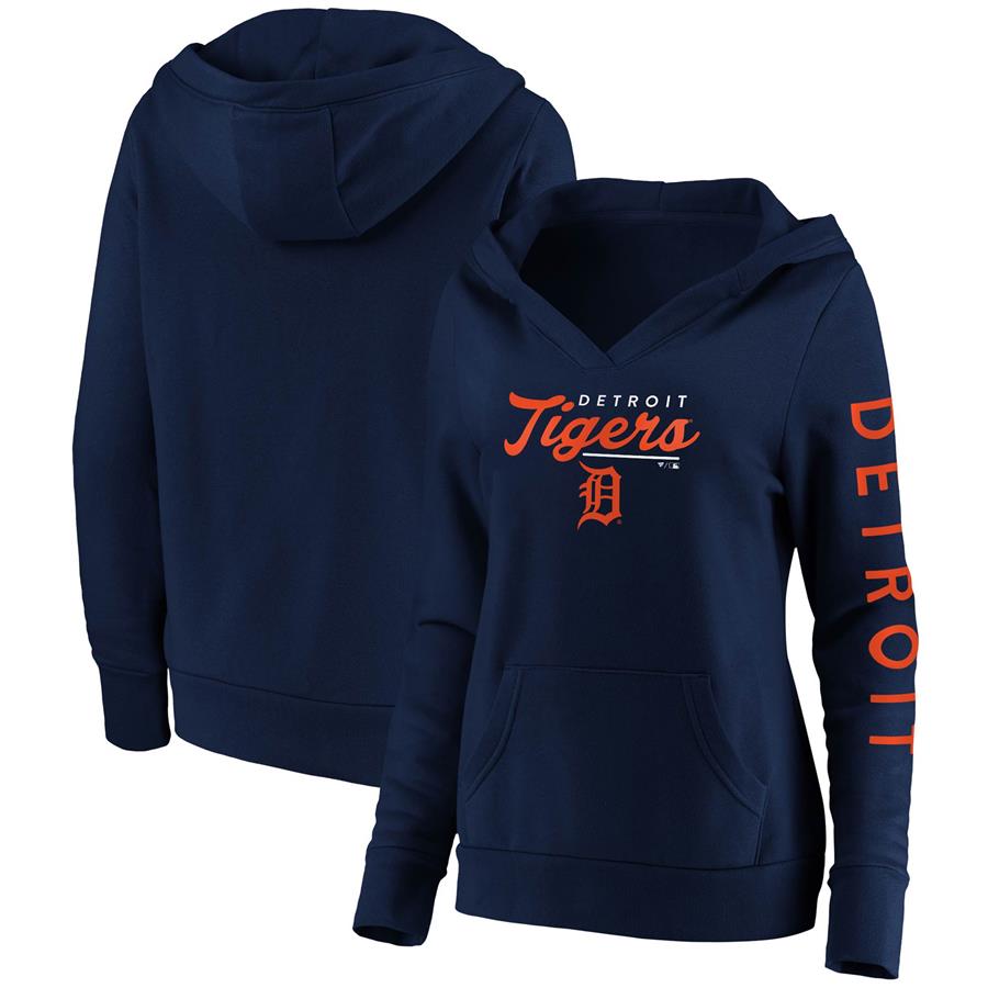 Detroit Tigers Fanatics Branded Women's Core High Class Crossover Pullover Hoodie - Navy