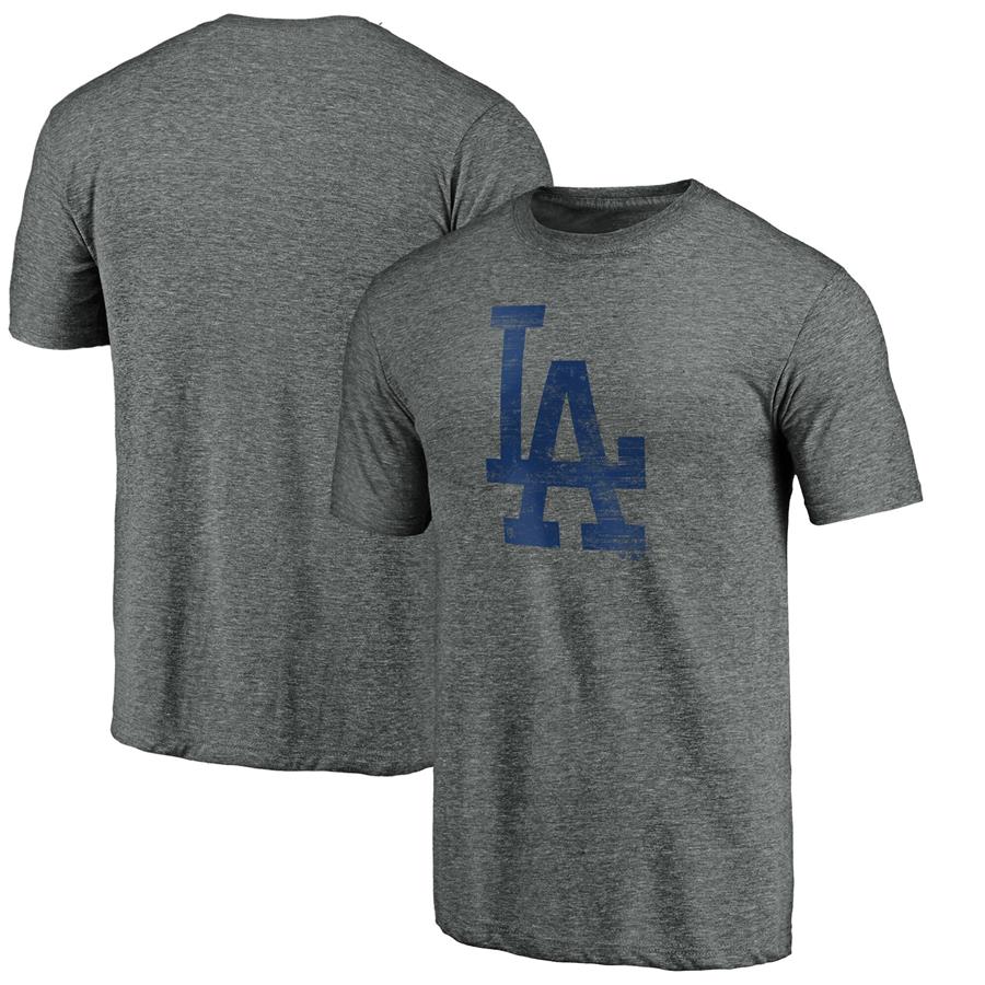 Los Angeles Dodgers Fanatics Branded Weathered Official Logo Tri-Blend T-Shirt - Heathered Gray