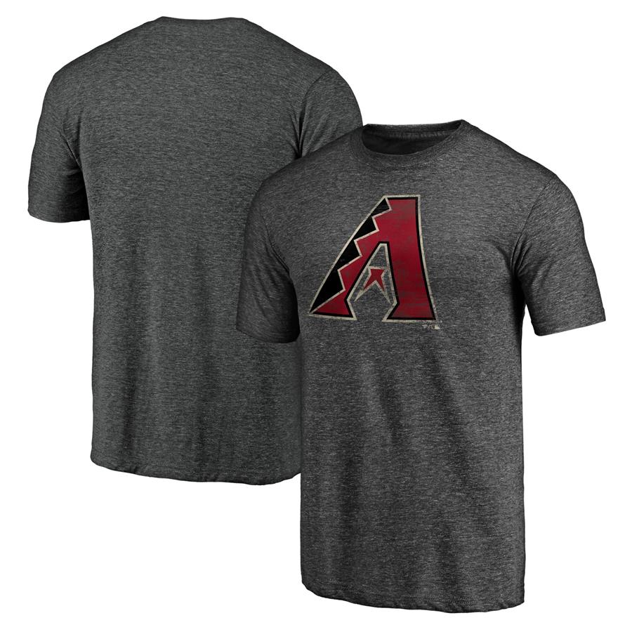Arizona Diamondbacks Fanatics Branded Weathered Official Logo Tri-Blend T-Shirt - Charcoal