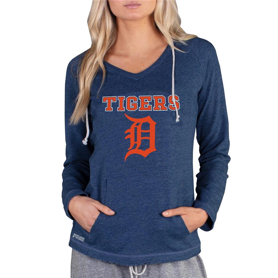 Detroit Tigers Concepts Sport Women's Mainstream Terry Long Sleeve Hoodie Top - Navy