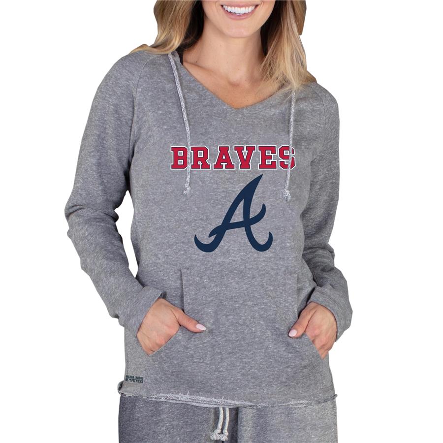 Atlanta Braves Concepts Sport Women's Mainstream Terry Long Sleeve Hoodie Top - Gray