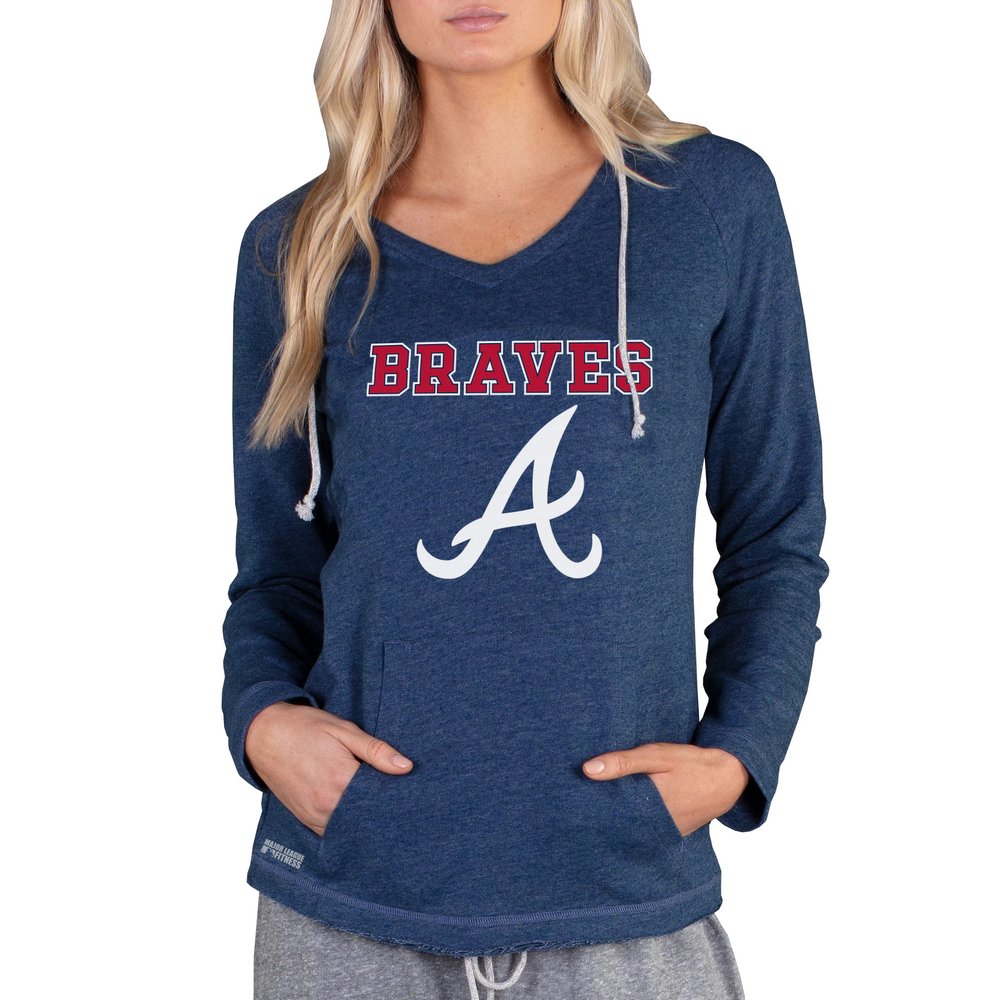 Atlanta Braves Concepts Sport Women's Mainstream Terry Long Sleeve Hoodie Top - Navy