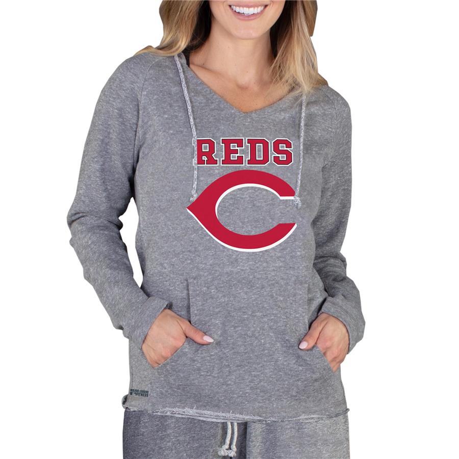 Cincinnati Reds Concepts Sport Women's Mainstream Terry Long Sleeve Hoodie Top - Gray