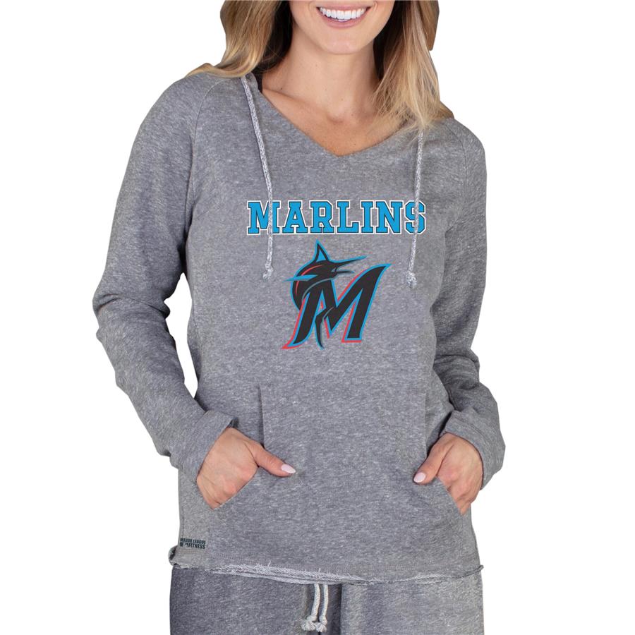 Miami Marlins Concepts Sport Women's Mainstream Terry Long Sleeve Hoodie Top - Gray