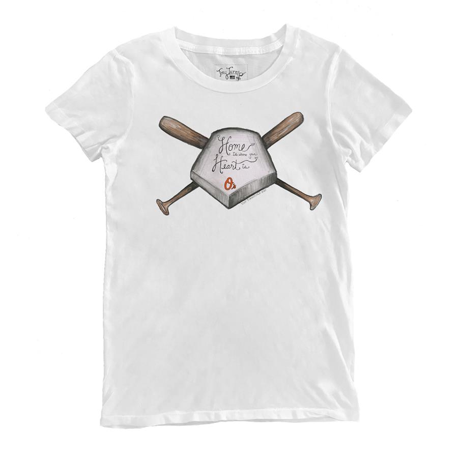 Baltimore Orioles Tiny Turnip Women's Home Is Where Your Heart Is T-Shirt - White