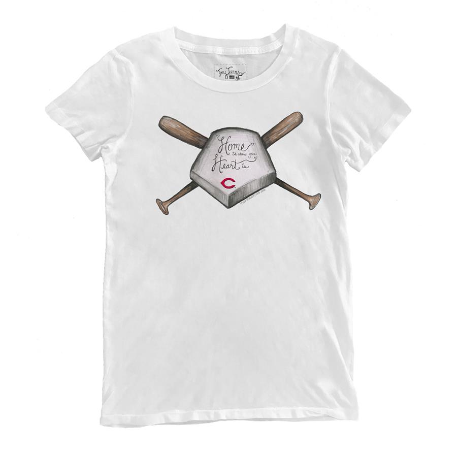 Cincinnati Reds Tiny Turnip Women's Home Is Where Your Heart Is T-Shirt - White