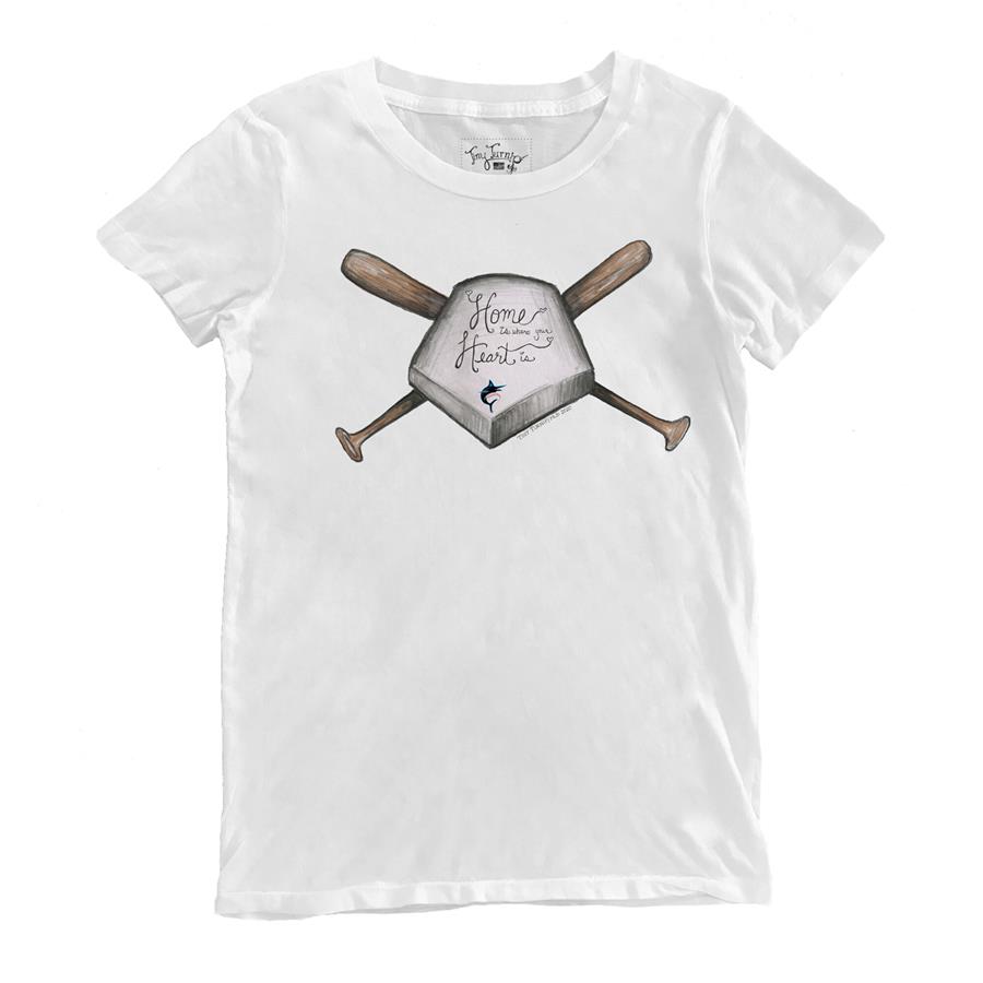 Miami Marlins Tiny Turnip Women's Home Is Where Your Heart Is T-Shirt - White