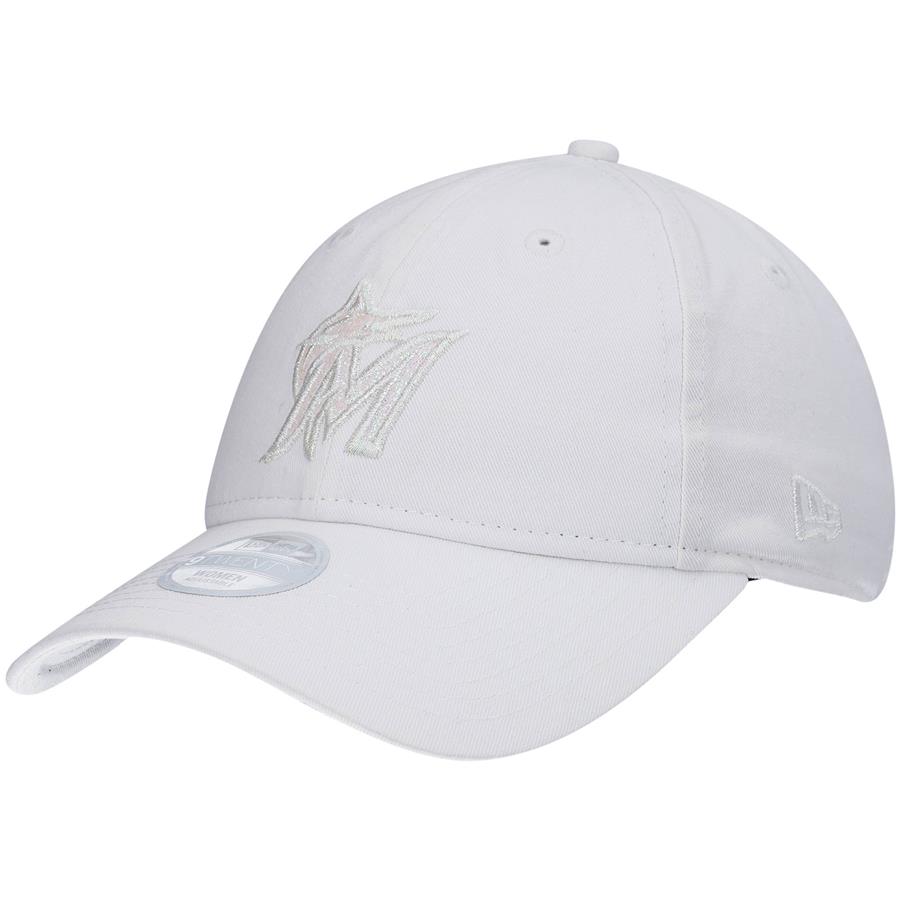Miami Marlins New Era Women's 9TWENTY Glisten Adjustable Hat - White