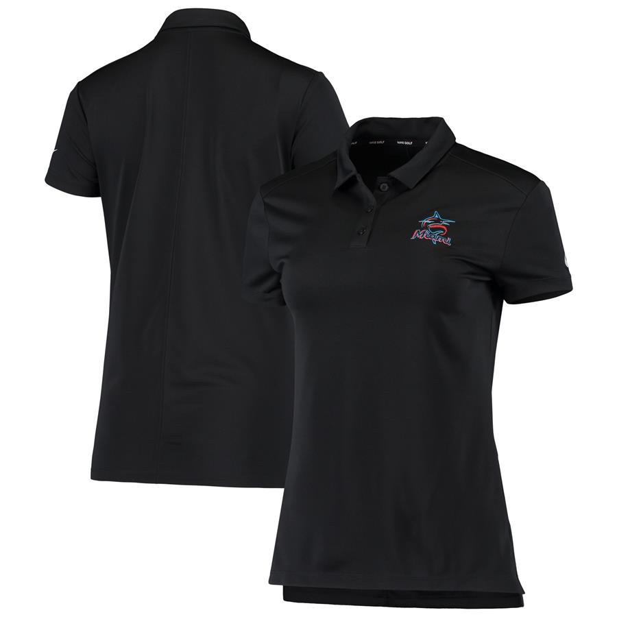 Miami Marlins Nike Golf Women's Logo Performance Polo - Black
