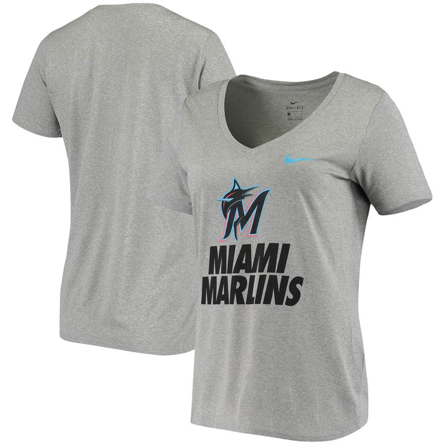 Miami Marlins Nike Women's Legend Performance V-Neck T-Shirt - Gray