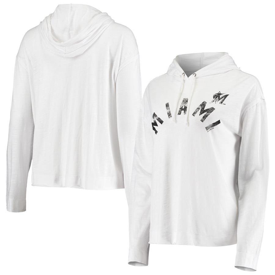 Miami Marlins G-III Sports by Carl Banks Women's First Division Pullover Hoodie - White