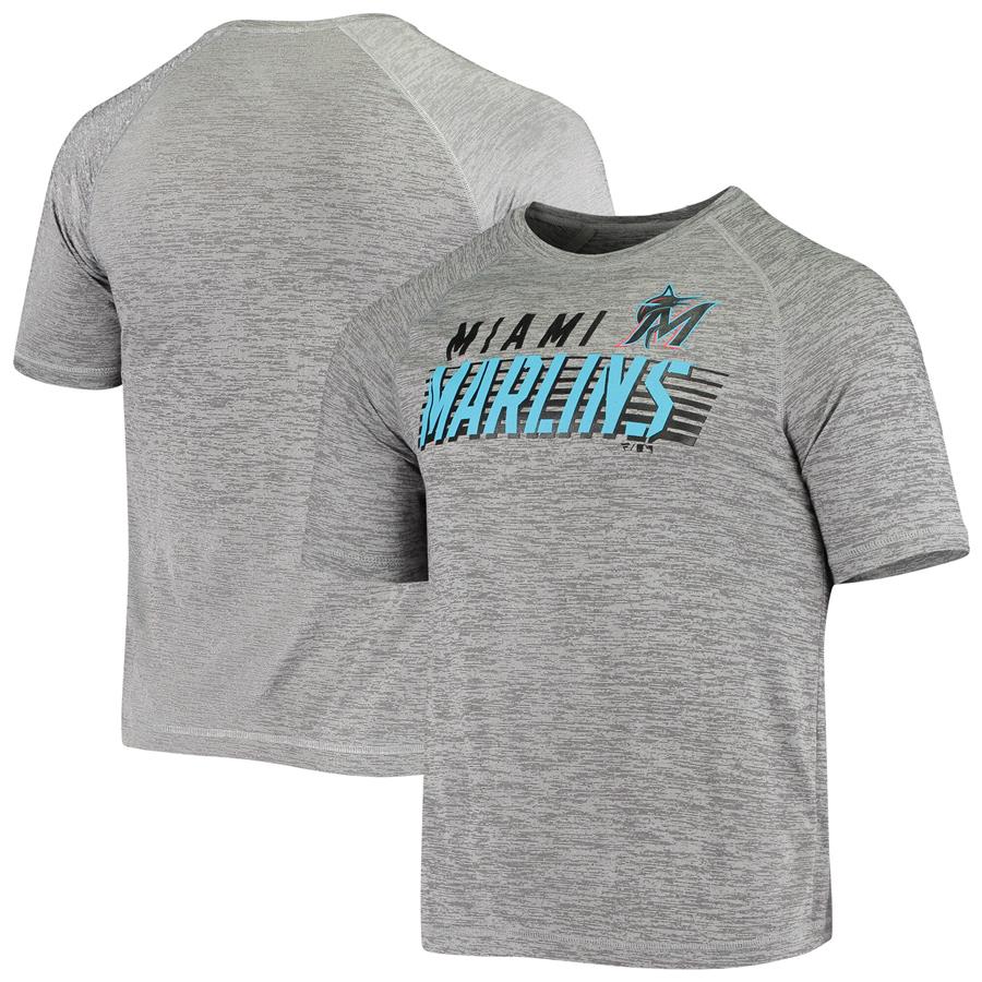 Miami Marlins Nike Bold Stencil Raglan T-Shirt - Gray