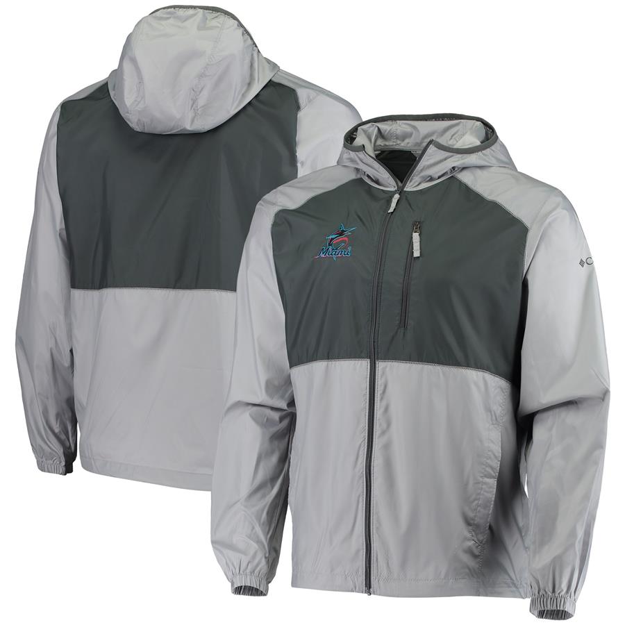 Miami Marlins Columbia Flash Forward Full-Zip Hooded Jacket - Gray