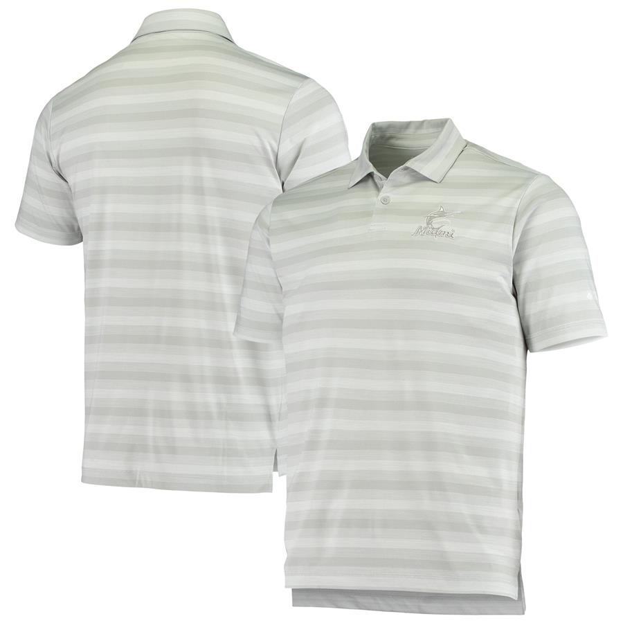 Miami Marlins Columbia Omni-Wick Chatter Polo - Gray