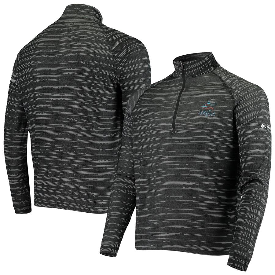 Miami Marlins Columbia Approach Raglan Omni-Wick Half-Zip Jacket - Black