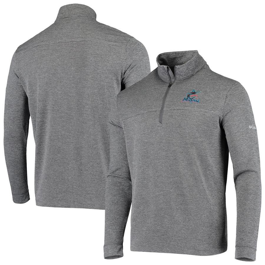Miami Marlins Columbia Soar Omni-Wick Half-Zip Sweatshirt - Gray