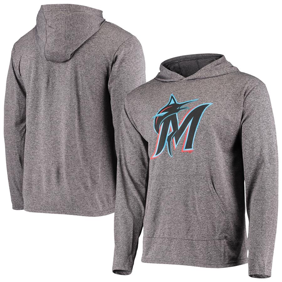Miami Marlins Logo Pullover Hoodie - Heathered Gray