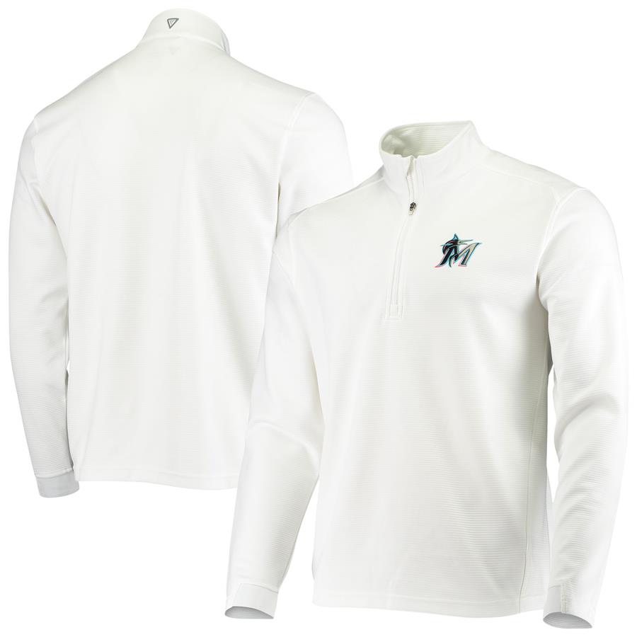 Miami Marlins Levelwear Mid-Layer Quarter-Zip Sweatshirt - White