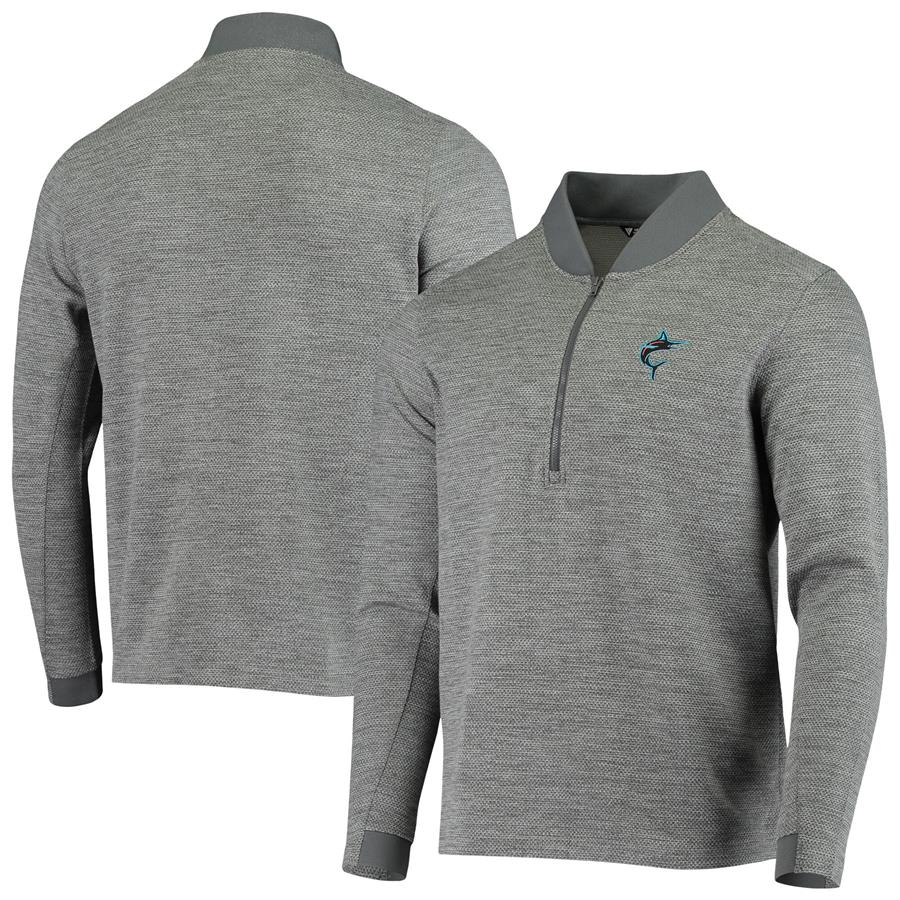 Miami Marlins Levelwear Hunter Quarter-Zip Sweatshirt - Charcoal