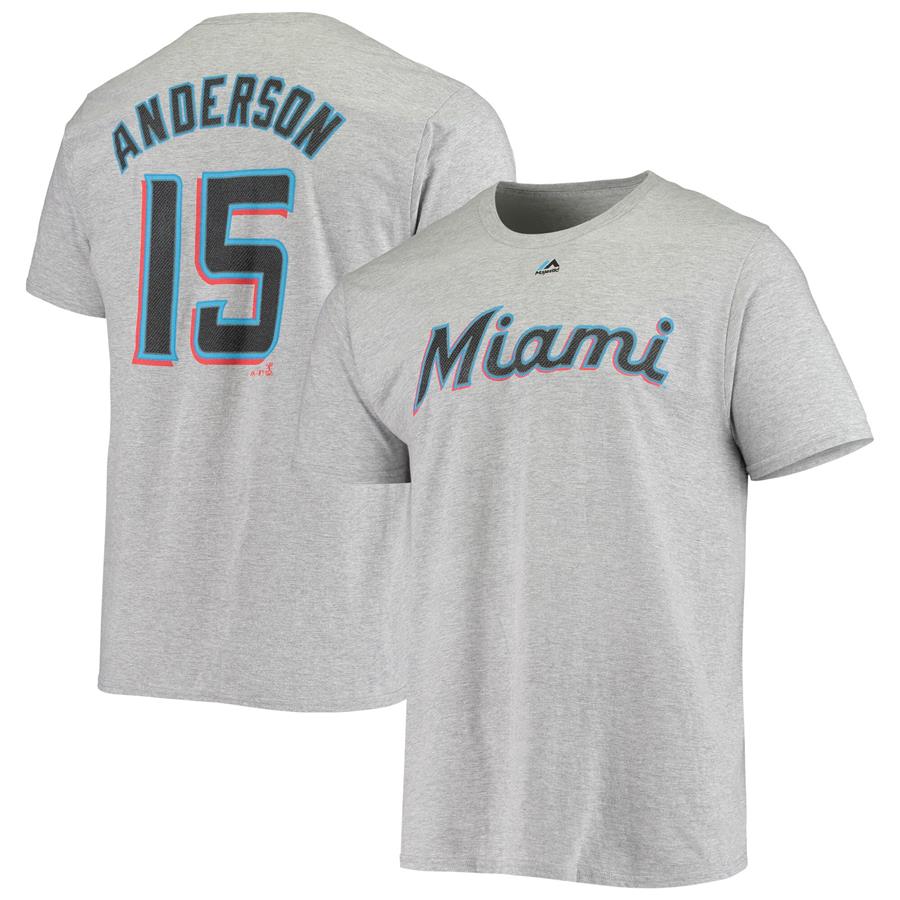 Brian Anderson Miami Marlins Fanatics Branded Name & Number T-shirt - Gray