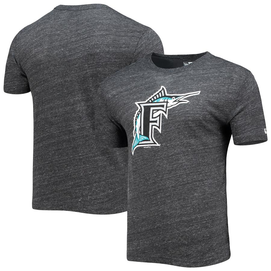 Miami Marlins New Era Primary Logo Cooperstown Collection T-Shirt - Charcoal