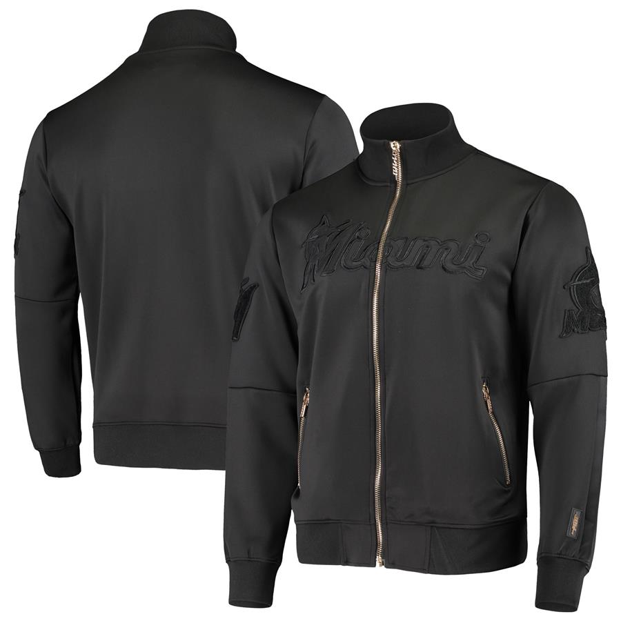 Miami Marlins Pro Standard Team Double Knit Track Jacket - Black