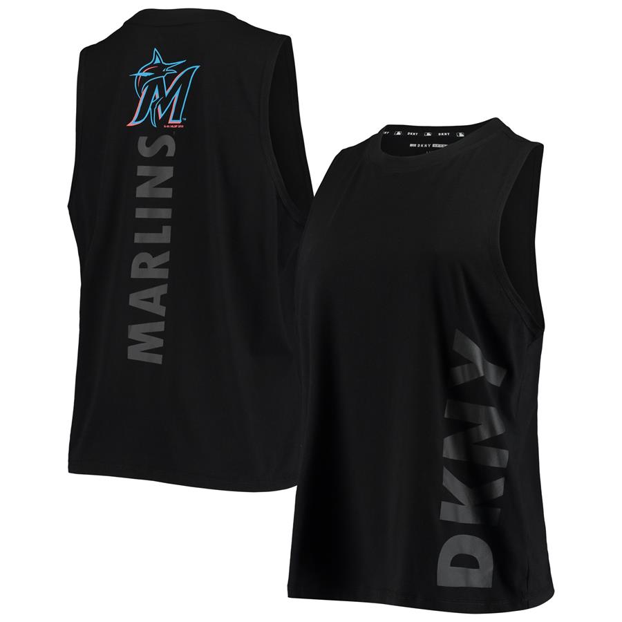 Miami Marlins DKNY Sport Women's The Olivia Tri-Blend Tank Top - Black