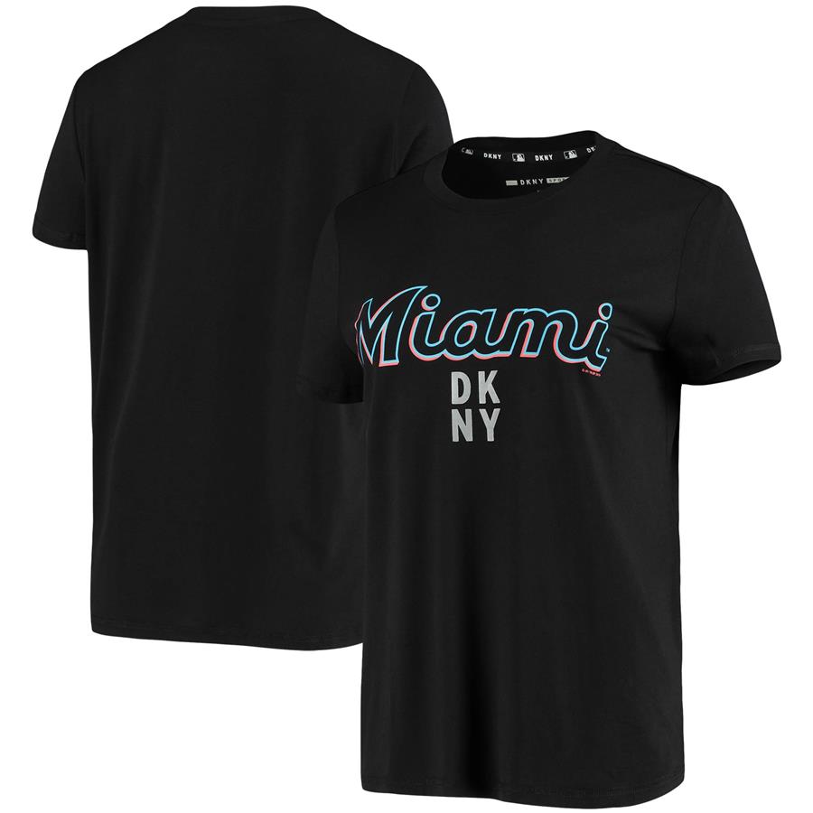 Miami Marlins DKNY Sport Women's The Players Tri-Blend T-Shirt - Black