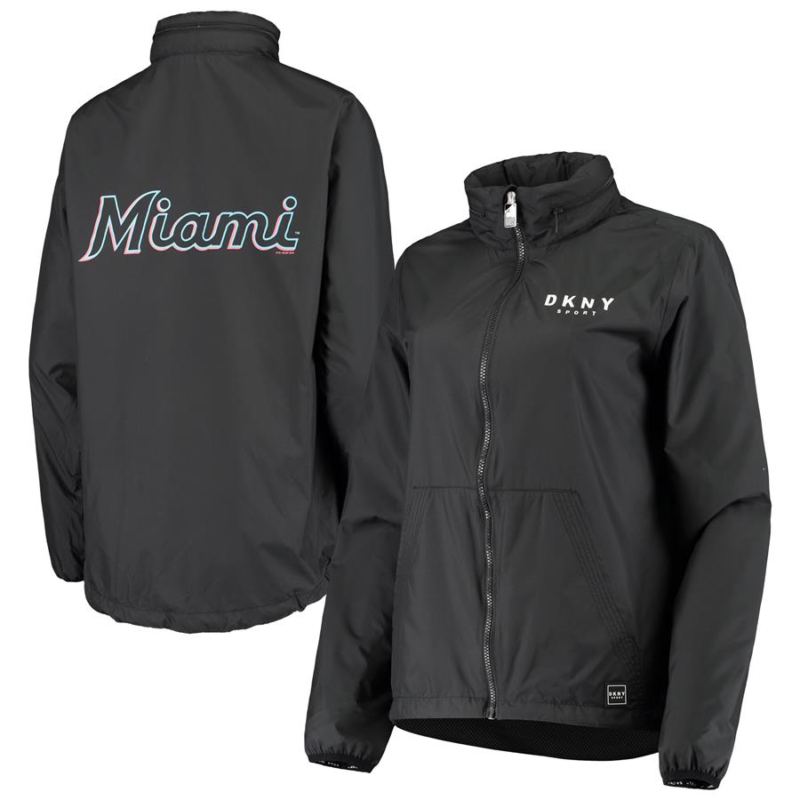 Miami Marlins DKNY Sport Women's The Stadium Full-Zip Jacket - Black