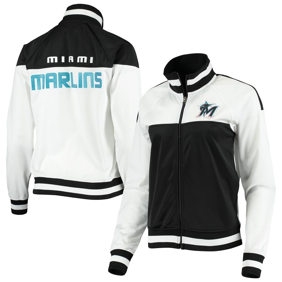 Miami Marlins Touch by Alyssa Milano Women's Faceoff Full-Zip Raglan Track Jacket - Black