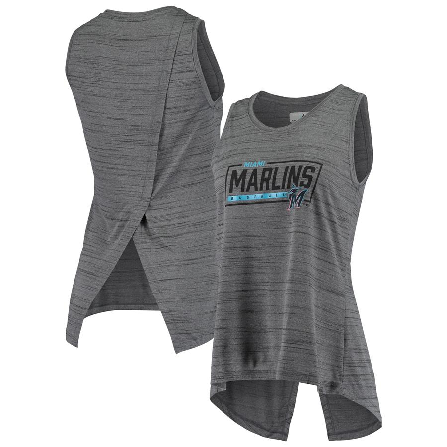 Miami Marlins Levelwear Women's Freedom Crossover Tank Top - Gray