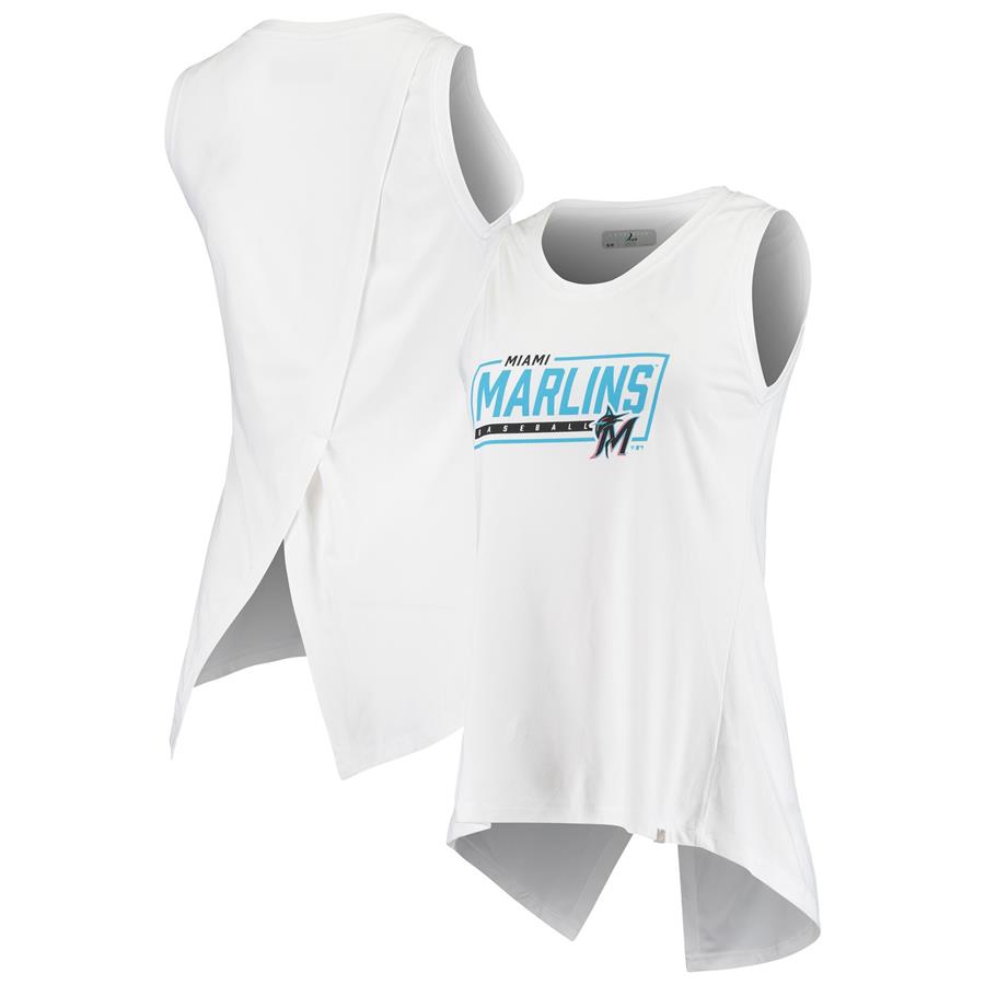 Miami Marlins Levelwear Women's Freedom Crossover Tank Top - White