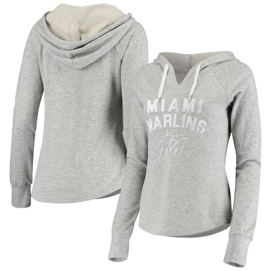 Miami Marlins Touch by Alyssa Milano Women's Touch Down Pullover Raglan Hoodie - Gray