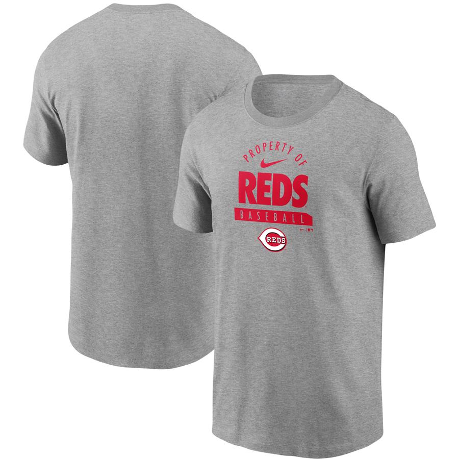 Cincinnati Reds Nike Primetime Property Of Practice T-Shirt - Heathered Gray